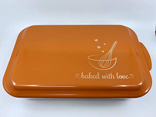 Molde para tartas"Baked with Love" Nordic Ware Classic de 9 x 13 pulgadas con tapa de color grabada a medida