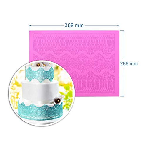 Molde Silicona, moldes de Silicona rectangulares Pastel de Encaje 3D Fondant Patrón clásico de Galletas Decoración gomosa para decoración de Pasteles Efecto, Patrón de Encaje