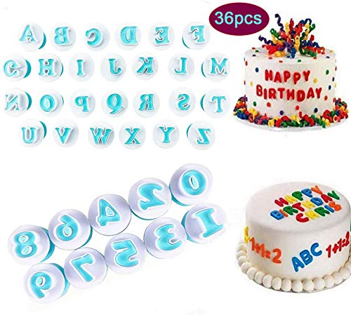 Moldes cortadores de galletas con letras del alfabeto para decoración de pasteles fondant galletas repujado para bodas cumpleaños baby shower decoración de tartas paquete de 36 unidades