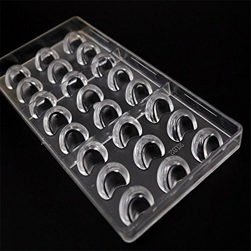 Moldes de 24 agujeros para repostería con forma de luna de chocolate, moldes de policarbonato, plato de plástico transparente rectangular para hornear bandeja de horno, bandeja para hornear