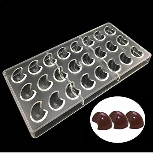 Moldes de 24 agujeros para repostería con forma de luna de chocolate, moldes de policarbonato, plato de plástico transparente rectangular para hornear bandeja de horno, bandeja para hornear