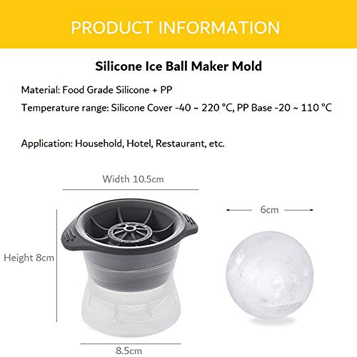 Moldes de Hielo Esféricos, Juego de 2 Fabricantes de Bolas de Hielo de Silicona 6,35CM Sphere Molde para Cubitos de Hielo Bandejas para Cócteles de Whisky Bebidas Gaseosas (Rosa + Amarillo)