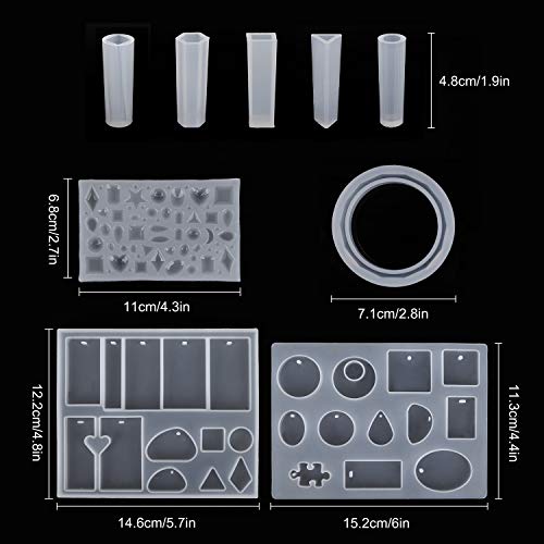 Moldes de Resina Silicona Epoxi Molde Resina Crafting Kit para Hacer Joyerias Collar Pendiente Fabricación de Colgante 127 Piezas