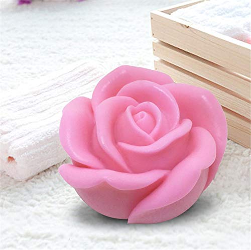 Moldes de silicona 3D para velas, moldes de jabón/moldes para hornear, moldes ideales para hacer velas de Navidad, hacer jabón y hornear (rosa 3D)