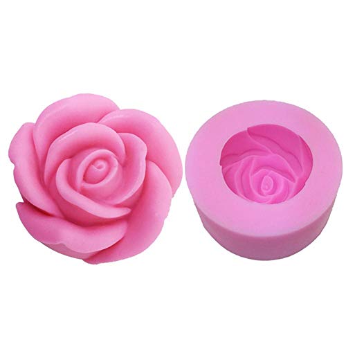 Moldes de silicona 3D para velas, moldes de jabón/moldes para hornear, moldes ideales para hacer velas de Navidad, hacer jabón y hornear (rosa 3D)