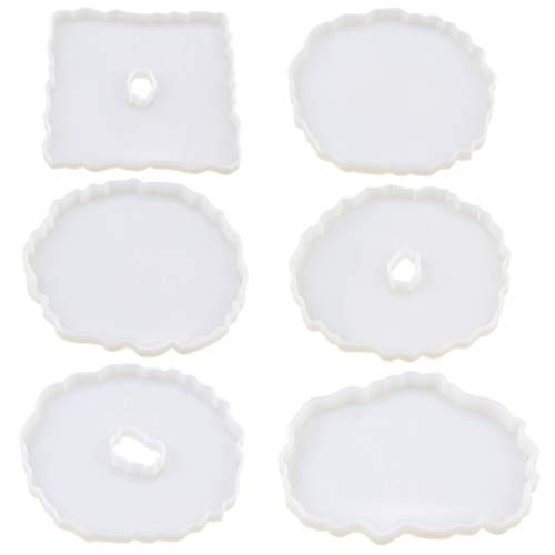 Moldes de silicona para fundición de resina, paquete de 6 moldes de geoda irregular, moldes de resina epoxi de ágata para manualidades, tazas, rodajas de ágata sintética, cuencos decoración del hogar