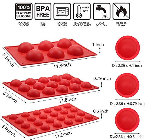 Moldes De Silicona Para Hornear, Utensilios Para Hornear En Semicírculo, Para Hacer Dulces, Chocolate, Pasteles, Antiadherentes, 3 Paquetes De Moldes Redondos, Sin BPA