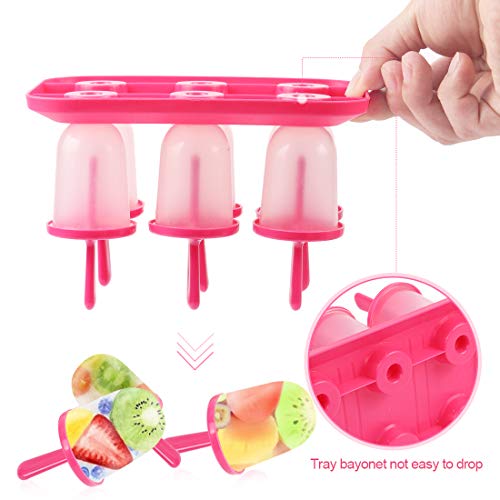 Moldes Helados, 6 Mini Moldes para Hacer para Ice Cream Mold Reutilizable Sin BPA Pop Mold Popsicle DIY Helado Zumo Batido Yogur, Rosado