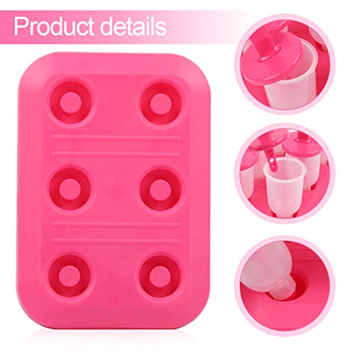 Moldes Helados, 6 Mini Moldes para Hacer para Ice Cream Mold Reutilizable Sin BPA Pop Mold Popsicle DIY Helado Zumo Batido Yogur, Rosado