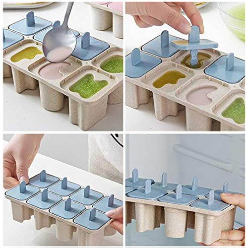 Moldes para Helados, 8 Reutilizable Letras Moldes, Moldes de Polos Fabricador de Hielo de paletas Libres de BPA Grado alimenticio, Moldes Casero, Helados, para Bebés y Adultos (Azul)