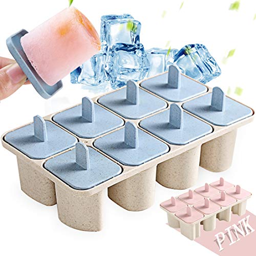 Moldes para Helados, 8 Reutilizable Letras Moldes, Moldes de Polos Fabricador de Hielo de paletas Libres de BPA Grado alimenticio, Moldes Casero, Helados, para Bebés y Adultos (Azul)