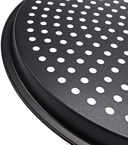 Moldes para Hornear Pizza, BESTZY Utensilios para Hornear antiadherentes, Molde para Pizza con Agujeros, Bandeja para Hornear Pizza de Corteza crujiente Redonda de 36 cm