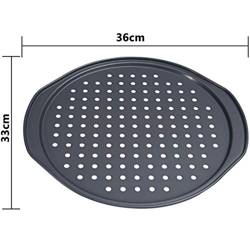 Moldes para Hornear Pizza, BESTZY Utensilios para Hornear antiadherentes, Molde para Pizza con Agujeros, Bandeja para Hornear Pizza de Corteza crujiente Redonda de 36 cm