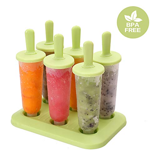 Moldes para Polos de Hielo Paquete de 6 Moldes para Helados de Hielo de Grado Alimenticio Libre de BPA Molde Helados de Hielo para Niños y Adultos