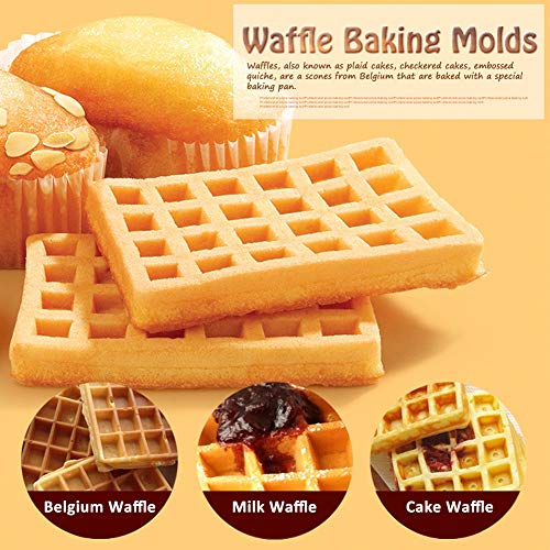 Moldes Waffles - WENTS Molde de Silicona para Waffle Anti Adherente Bandeja para Hornear Waffles Gofres Bandeja Moldes para Hornear Corazón y Rectángulo 4 PCS