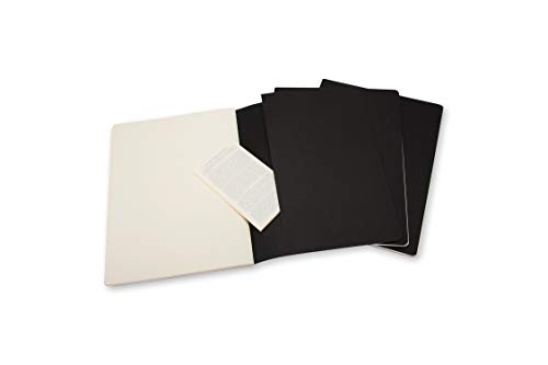 Moleskine - Cahier Journal, Set de 3 Cuadernos con Páginas Blancas, Cubierta de Cartón, Tamaño Extra Grande 19 x 25 cm, Color Negro, 120 Páginas
