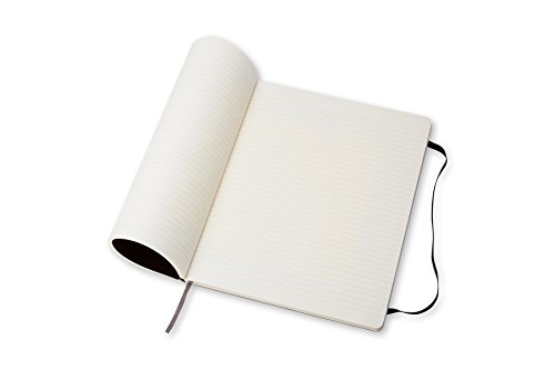 Moleskine - Cuaderno Clásico con Páginas Rayadas, Tapa Blanda y Goma Elástica, Negro (Black), Tamaño Extra Grande, 192 Páginas
