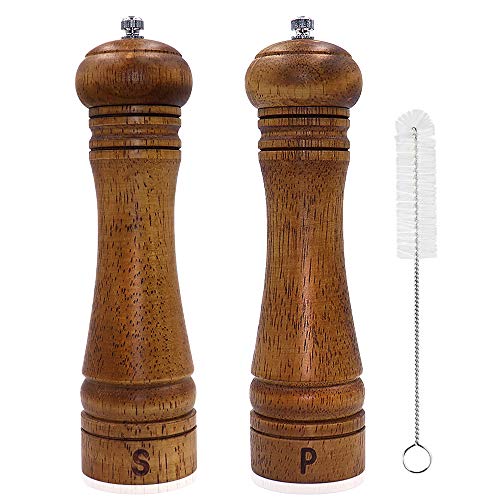 Molinillo de Pimienta, Juego de Molinillos de sal y Pimienta de Madera y Molinillos de Pimienta de Cerámica Ajustable Molinillo de Mano Molinillos de Especias para uso en la cocina del hogar