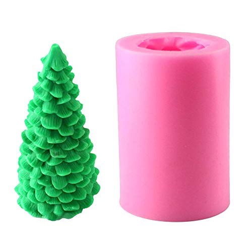 Molinillo de velas 3D de árbol de Navidad, molde de silicona para fondant, arcilla fimo, jabón, chocolate, decoración de pasteles