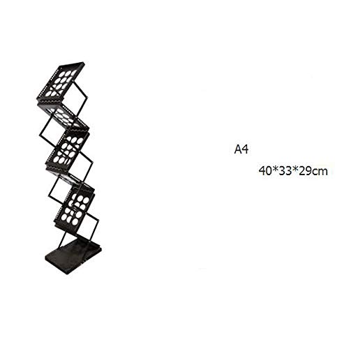 MOMIN Folleto del Soporte de Exhibición 5 Capas Planta Permanente Revista Literatura contemporánea Soporte Plegable Soporte de Suelo Revistero (Color : Black, Size : 40cm)