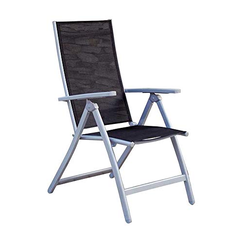 MOMMA HOME Silla de Jardín de 5 Posiciones - Silla de Aluminio Resistente- Modelo Lima - Diseño Moderno - Comodidad Asegurada - Ideal para Jardines y Terrazas - Medidas 42x53x98 cm - Color Negro