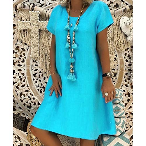 MOMOXI Vestido para Las Mujeres, Vestido de Las Mujeres del Estilo del Verano del Vestido Femenino de Las Mujeres del algodón Ocasional más el Vestido de Las señoras De Coctel Vestido De Esmoquin