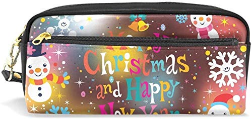 Monedero Bolsa de lápices, niña y niño, Navidad, Año Nuevo, muñeco de Nieve, Copo de Nieve, Estuche, papelería, Bolsa de cosméticos, Billetera, Gran Capacidad, Impermeable, fo