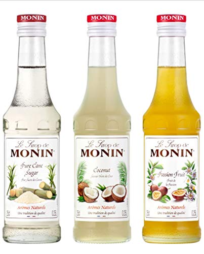 Monin jarabe Multi Pack 3 x 250 ml - Caña de azúcar, coco y fruta de la pasión