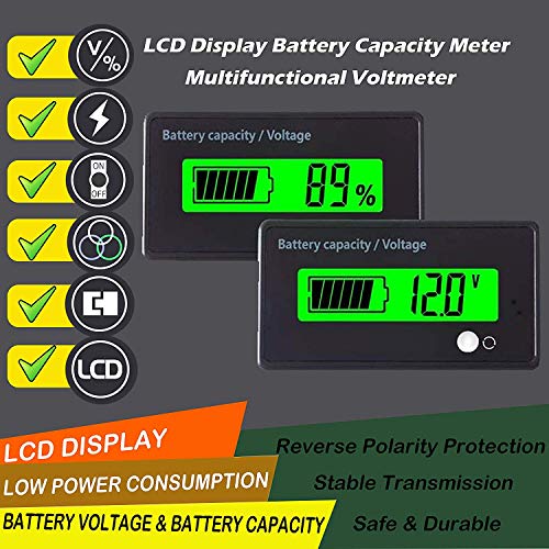 Monitor con pantalla LEC verde de 12 V multifuncional para medir la capacidad de la batería de plomo-ácido, para moto y coche de golf