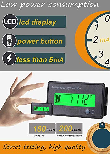 Monitor con pantalla LEC verde de 12 V multifuncional para medir la capacidad de la batería de plomo-ácido, para moto y coche de golf