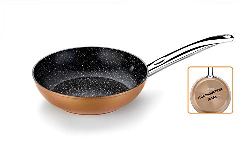 Monix Copper - Sartén 20 cm de aluminio forjado con antiadherente con partículas de titanio, aptas para todo tipo de cocinas, incluso inducción, color cobre