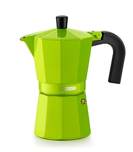 Monix Lima-Cafetera Italiana de Aluminio, 6 Tazas, Color Verde, 10 cm