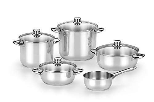 Monix Optima 2 Batería de 5 piezas, Acero Inox, Apta para Todo Tipo de Cocina e Inducción, 18/10