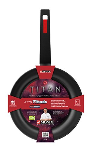 Monix Titan - Grill liso, 24 cm, aluminio forjado con antiadherente reforzado con titanio, full induction