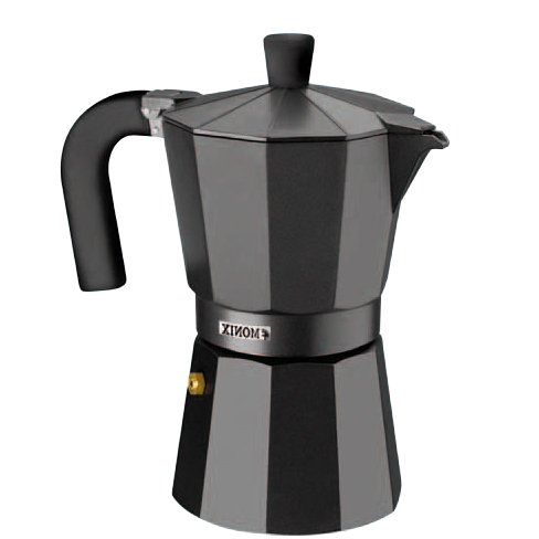 Monix Vitro Noir – Cafetera Italiana de Aluminio, Capacidad 9 Tazas, Apta para Todo Tipo de cocinas Salvo inducción