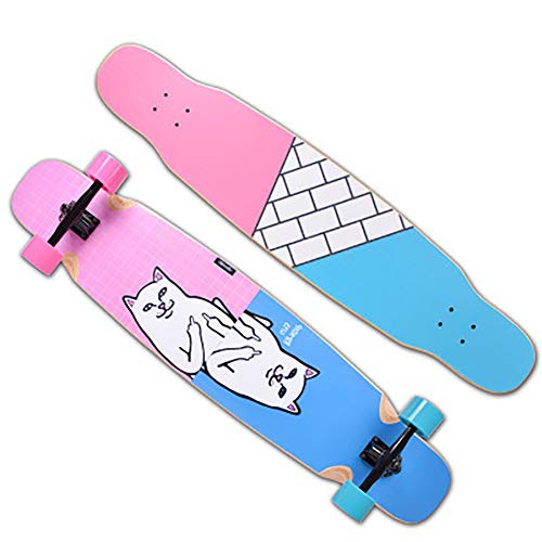 Monopatín Adulto Profesional Joven Longboard, Tablero de Baile Chica Cepillo Personalizado Street Maple Road Doble balancín Scooter de Cuatro Ruedas-C