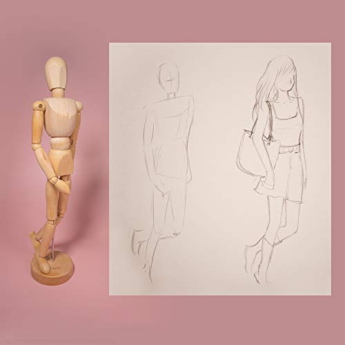 Mont Marte Maniqui Dibujo - Mannekin Masculino de 30cm – Muñeco articulado, Marioneta de Madera, Maniquí flexible, ideal como Modelo para Dibujar - Perfecto Para Principiantes, Profesionales, Artistas