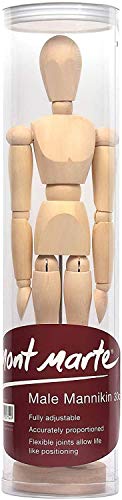 Mont Marte Maniqui Dibujo - Mannekin Masculino de 30cm – Muñeco articulado, Marioneta de Madera, Maniquí flexible, ideal como Modelo para Dibujar - Perfecto Para Principiantes, Profesionales, Artistas