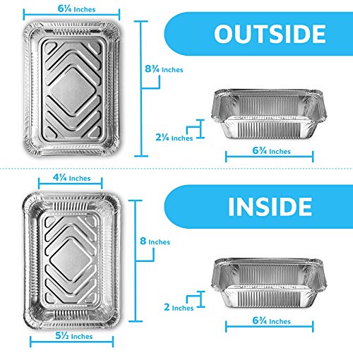 MontoPack - Bandeja rectangular de papel de aluminio con tapa de plástico transparente, recipiente desechable apto para congelador y horno, para hornear, cocinar, almacenar y recalentar