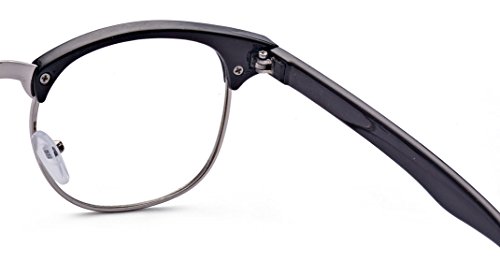 Montura para gafas Outray de pasta y metal, estilo retro, cristales transparentes plateado negro/plata talla única