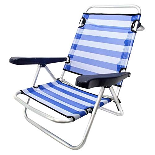 Monty LOLAhome Silla Baja Plegable con 4 Posiciones de Playa o Camping Azul de Aluminio Garden, 61x47x80 cm