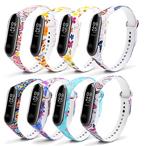 Monuary 8 Piezas Correa para Xiaomi Mi Smart Band 4 / Mi Band 3 Pulsera, Silicona Reloj de Recambio Brazalete Coloridos Correas para Xiaomi Mi Band 3/4 [Compatible con Mi Smart Band 4]