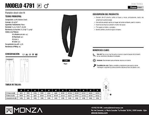 MONZA OBREROL Pantalón Largo De Camarero Corte Estrecho Hombre. Color Negro Talla 42. Ref: 4791