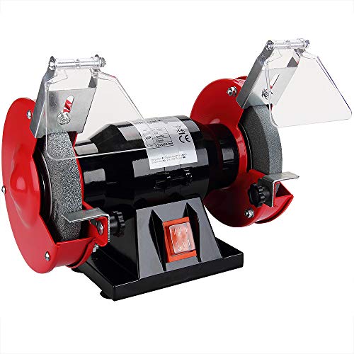 Monzana Esmeriladora de banco 250W disco 2950/min 230V/50 Hz muelas tipo A36 A60 color Rojo Negro para taller bricolaje