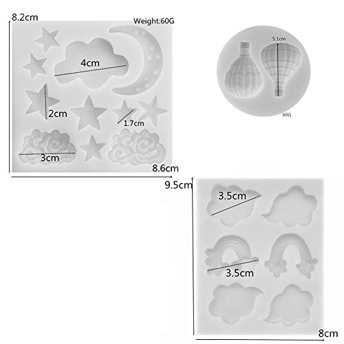 Moon Star Cloud - Molde de silicona para fondant (3 unidades)