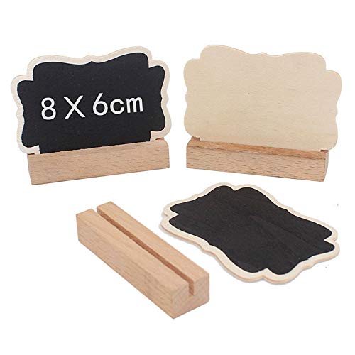 MoonyLI - Mini Pizarra de Madera con Soporte para Caballete, pizarras pequeñas rectangulares para Bodas, Carteles de Boda, Tablero de Mensajes, Tarjetas de Mesa y decoración de Eventos, 10 Unidades