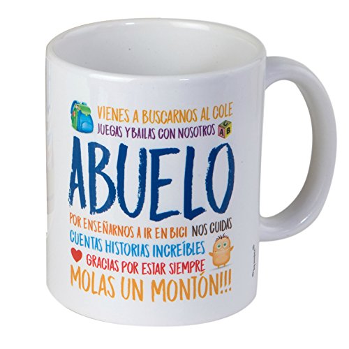 Mopec Taza para el Abuelo, Porcelana, Blanco y Azul, 8,1 x 8,1 x 9,5 cm