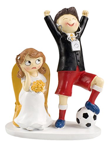 Mopec Y686 - Figura de pastel para boda pareja de novios y fútbol, 14,5 x 19,5 cm