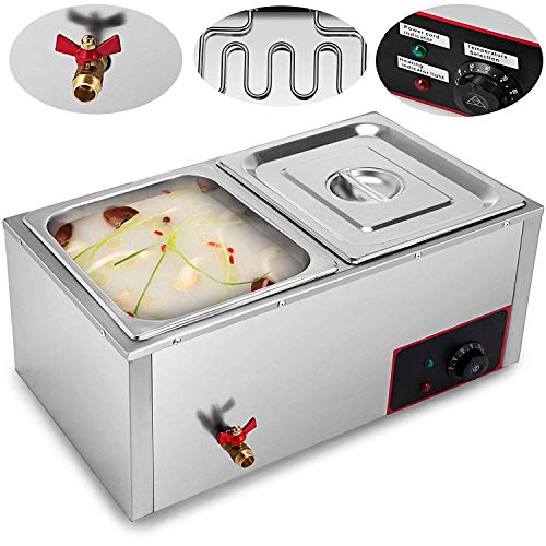 Moracle Catering Chafing Dish Buffet Calentador 220V Calentador Eléctrico de Alimentos Calentador con 2 Calentador de Bandejas Calentador de Alimentos Tipo Bufé 850V (2 Platos)