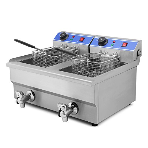 Moracle Freidora Eléctrica Profesional 6000W Freidora 20L Freidora de Patatas Fritas con Cubas Dobles y Temporizador